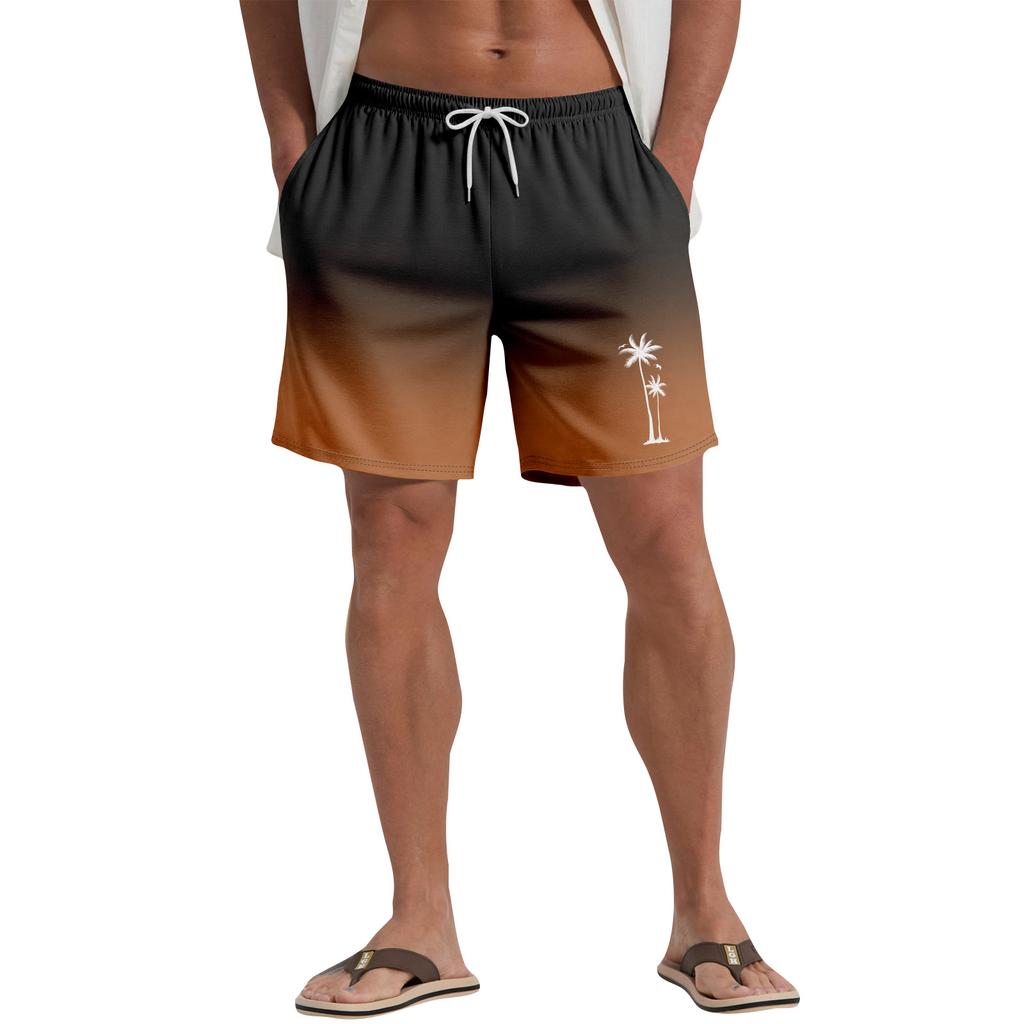 Hawaiian Plant Printed Men's Casual Beach Shorts