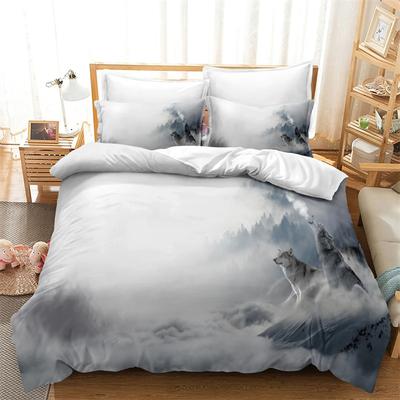 Set Biancheria da Letto Luna del Lupo Animale 3D Federe in Poliestere Copripiumino Decorazione Casa Regalo Singolo King Queen Set Copripiumino