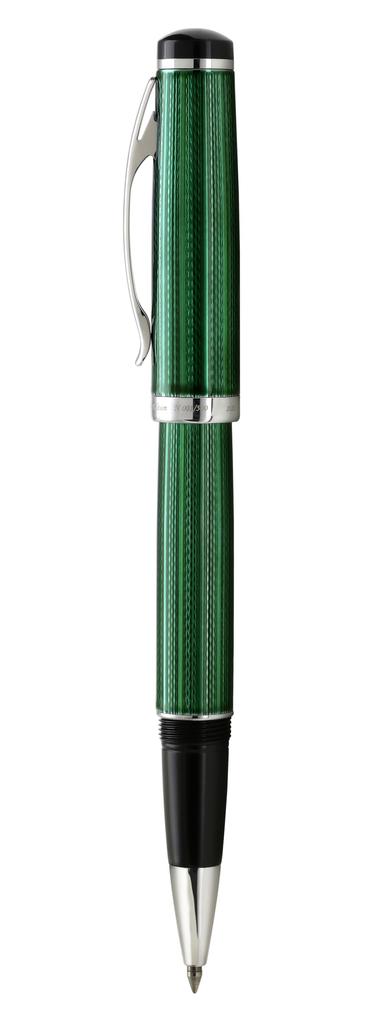 Xezo Incognito Ballpoint Fine Forest Pure Platinum Limited Serialized Pen, Point, Green, Plated, Handmade, Edition,