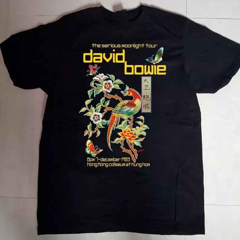David Bowie The Serious Moonlight Hongkong Short Sleeve Tour Cotton Shirt Unisex T-Shirt L