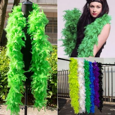 DIY 2 Yards Grüne Truthahnfederboa 90g Flauschige Federn für Bastel-Fransen Hochzeitskleid Schal Schal Dekoration Kostüm Nähzubehör