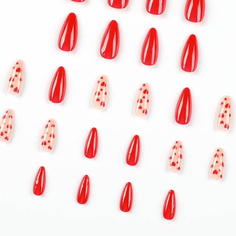 Valentinstag Rotes Herz Nagelkunst - Tragbare Nagelspitzen & Falsche Nageltattoos