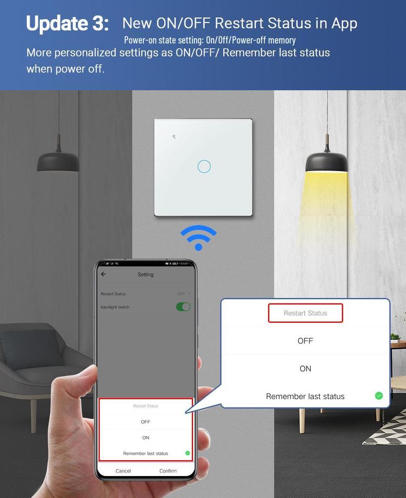 Tuya Smart Home Touch Wall Switch with WiFi & Voice Control - European & British Standards