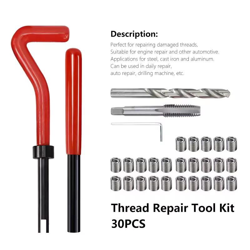 30Pcs Metric Thread Repair Insert Kit M5 M6 M8 Car Pro Coil Tool M8*0.8Thread Repair Insert Kit