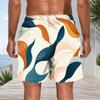 Men Plus Size Colorful Printed Beach Shorts Drawstring Waist Side Pockets Straight Leg