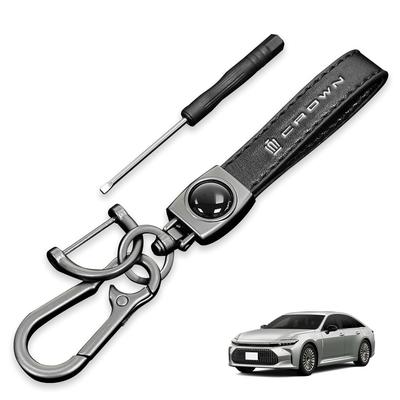 Hoodie Keychain New Crown 35 Series Genuine Leather Key Car Logo Key Chain CROWN 35 Series CROSSOVER TZSH35 AZSH35 2022 Leather Keychain Unisex Car
