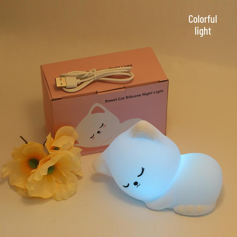 Schläfrige Katze Silikon Nachtlicht: Nachttisch-Atmosphärenlampe zum Stillen, für Mutter und Baby, Schlafbegleiter für Kinder