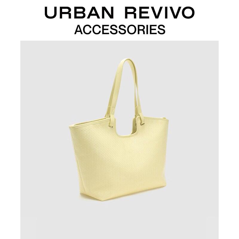 Женская повседневная плетёная сумка-тоут через плечо URBAN REVIVO One Size светло-желтого
