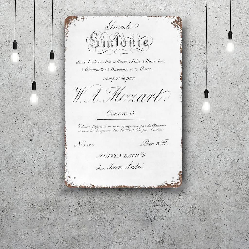 Wolfgang Amadeus Mozart Vintage Metal Tin Signs Posters Decor Retro Metal Plaque Wall Art Decor for Garage Bar