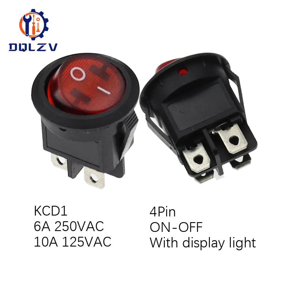 22mm Red Black White ON/OFF Round Rocker Toggle Switch 6A/250VAC 10A 125VAC Power Switch Cap with Plastic Push Button Switch