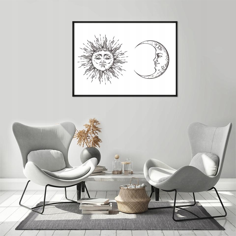 Obraz plakat w ramie 43x33 cm słońce księżyc p891