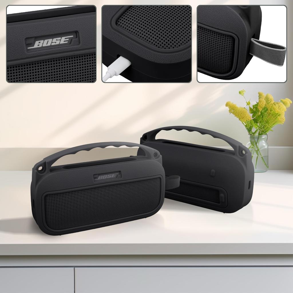 co2CREA Compatible Bose SoundLink Flex2 Portable Speaker LE (2nd Generation)/SoundLink Flex Portable Wireless Speaker Silicone Case, Black (Case Only)