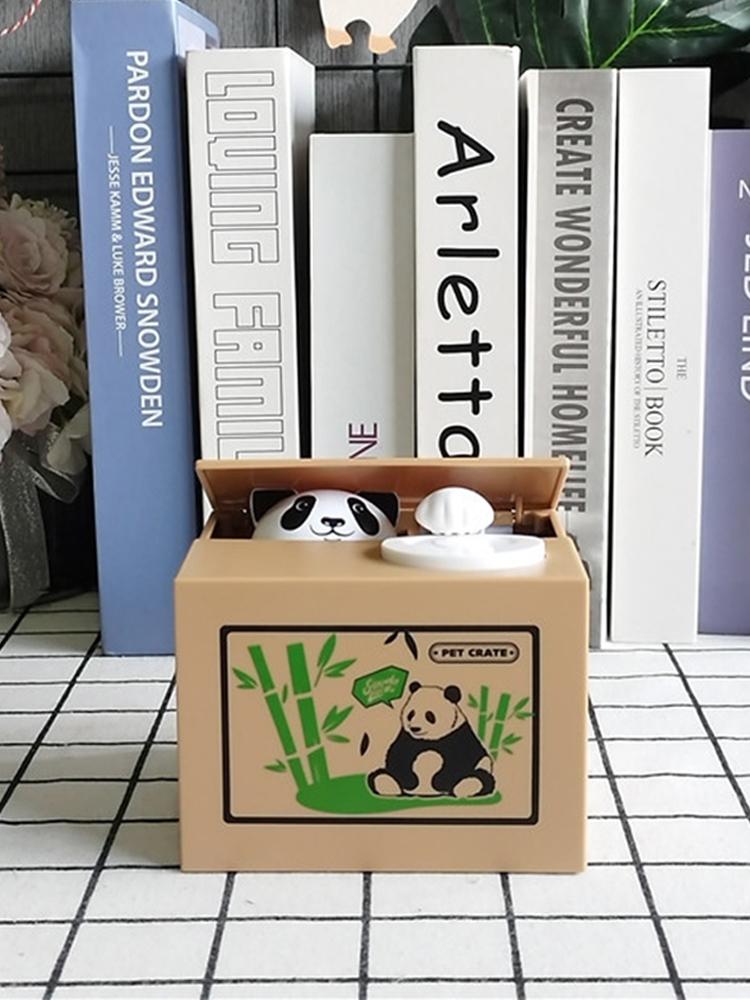 Plastic Electronic Deposit Saving Money Box for Children, Automated Panda, Cat Coin Bank, Creative Cute Toy, Gift