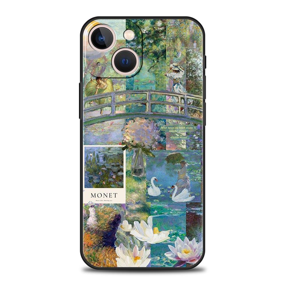 Claude Monet Art Phone Case For iPhone 17 16 15 Pro Max 11 12 13 14 7 8 Plus SE 2020 X XR XS Cover Soft Black