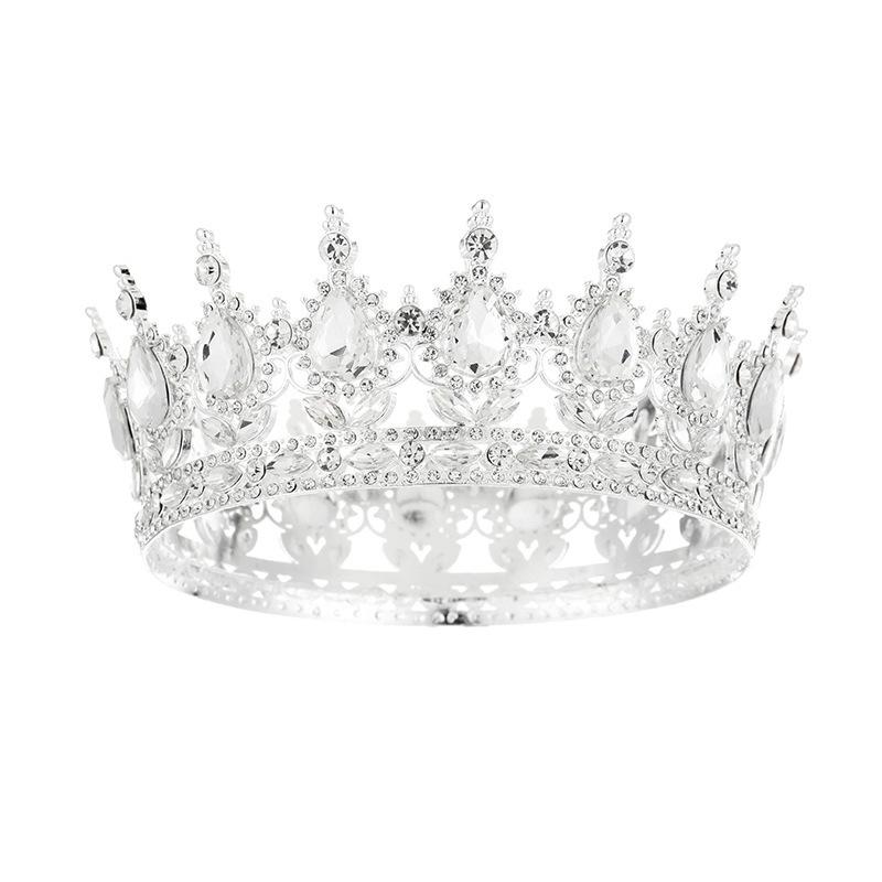 Full Round Crown Headwear Colorful Baroque Retro Full Diamond Jewelry Wedding Dress Accessories Crown Bride's Crown