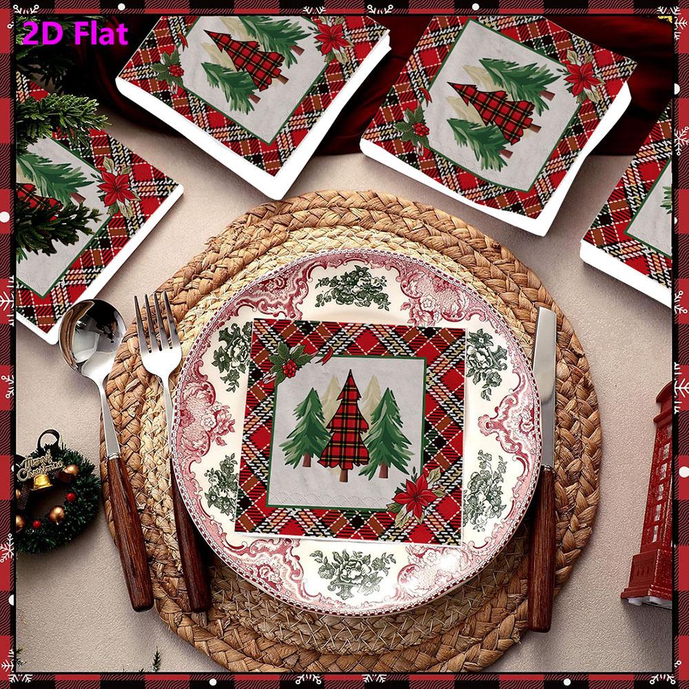 20pcs Disposable Napkins with Christmas Collection Pattern Print for Wedding,Parties,and Daily Use for Thanksgiving Fall Christmas Table Decoration