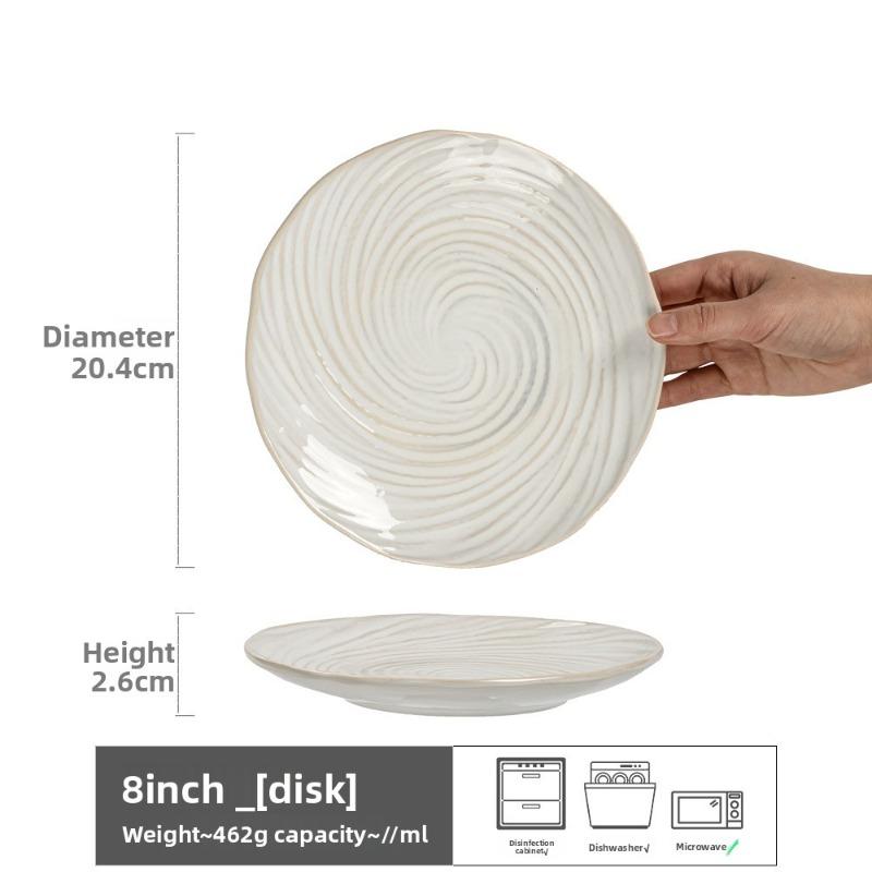 

Creative White Textured Dining Plate Household Dessert Fruit Plate Tableware Dinner Pasta Plate Kitchen Cooking dishes Tableware