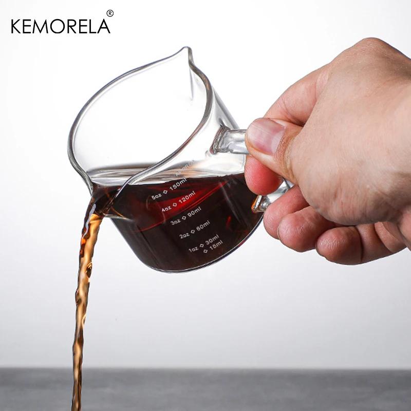 75/150ML Szklana Miarka z Uchwytem Filiżanka do Espresso i Mleka Kubek Kuchenny ze Skalą Dokładny Pojemnik do Gotowania Pieczenia Barista
