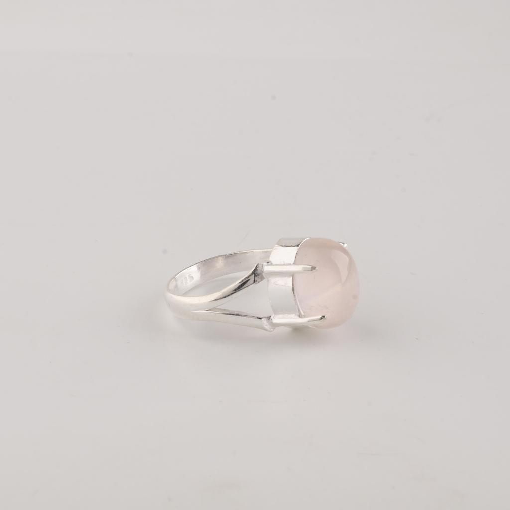 Natural Rose Quartz Gemstone 925 Sterling Silver Handmade Women's Jewelry Statement Ring For Anniversary Gift RR-75-27