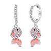 New 925 Silver Sparkling Pink Heart-Shaped Flower Women Earring Brilliant Wedding Engagement Star Earrings Jewelry Gift
