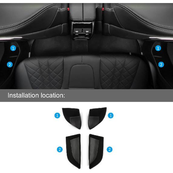 Smabee 4PCS Rear Door Side Organizer for BMW X5 2019-2025 Door Side Storage Box 2024 Accessories TPE Rear Car Door Slot Tray Organizer Black