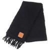 Great Scarf Anagram Logo Patch Fringe Long Black Mohair Women Used