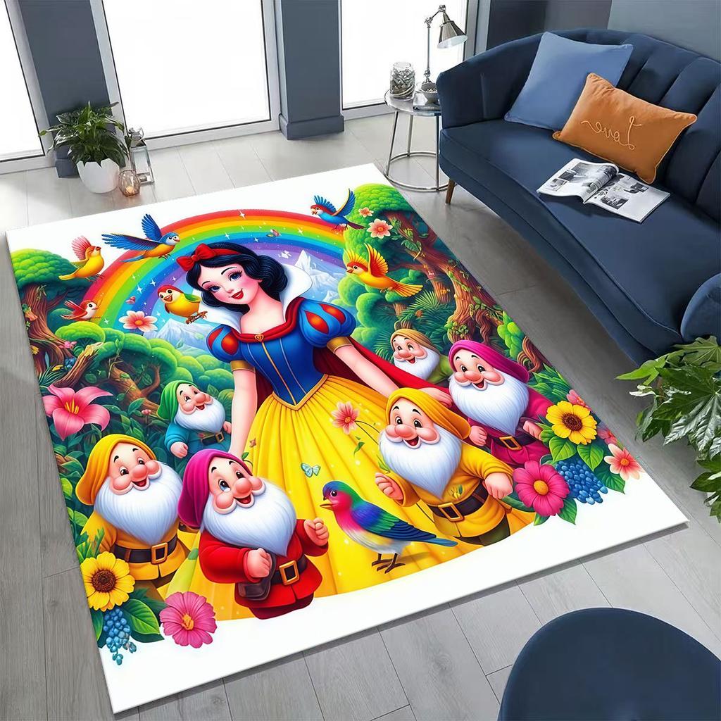 Snow White Princess Cartoon Fairy Tales Rug for Bedroom Living Room Sofa Home Doormat Decor, Large Kids Play Non-slip Floor Mat
