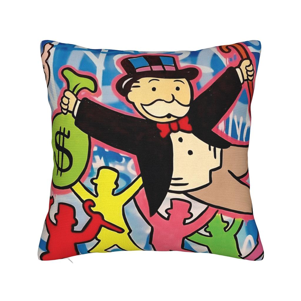 Alec Monopoly B Lucky Dragon Pillow Case Graphic Pillow Cover Retro Trendy Cushion Cover For Sofa Couch Bed Living Room