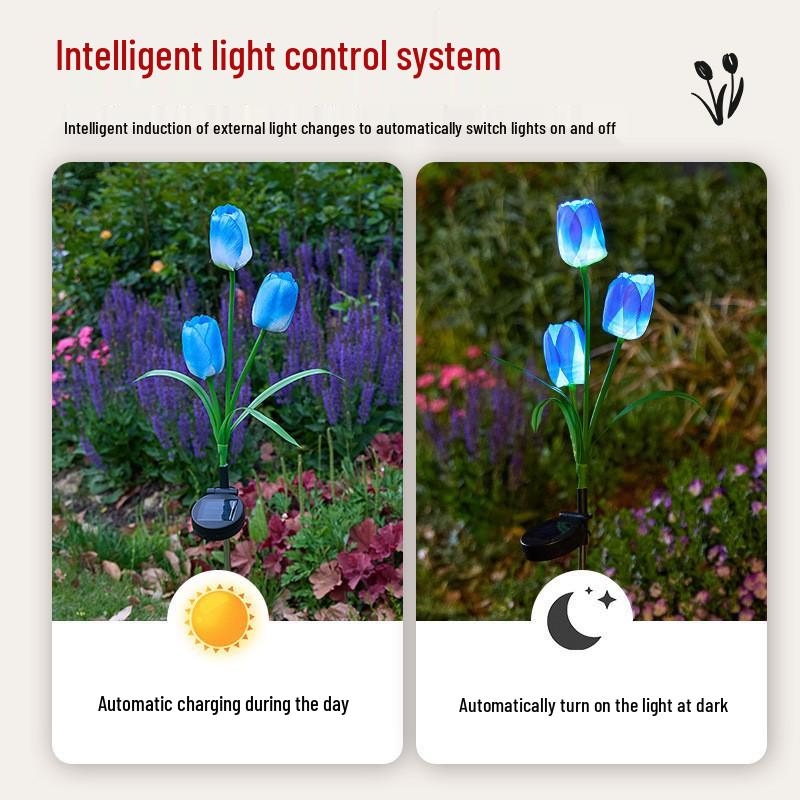 Tulip Solar Garden Stake Light: Outdoor Decorative Lawn Lamp