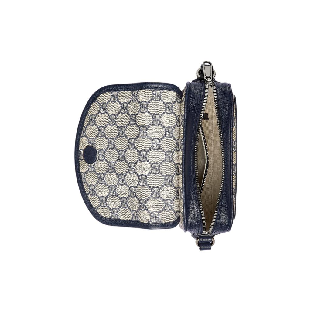 Gucci Ophidia Double G Logo Adjustable Shoulder Strap Magnetic Flap Zipper Closure Canvas And Leather Trim Messenger Bag Mini 772239-FACUK-4047