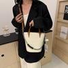 Korean Version of Portable Fashion Contrasting Color Bucket Bag Women's 2025 New Spring Trendy Casual Shoulder Bag High-end Women's Bag