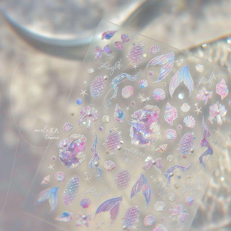 

Яркая хрустальная ракушка русалка наклейка для ногтей рельефная 3D новинка 5D стерео интернет-знаменитость Ins наклейки для ногтей украшения Mermaid 799