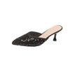 Luxury Women's 2024 Summer Korean Edition Sequin Heel High Heel Slippers for Women's Outwear Pointy Slippers
