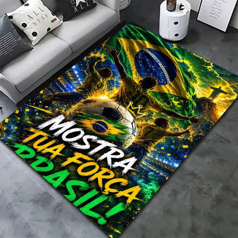 Brazil National Football Team Carpet Rug for Living Room Bedroom Home Sofa Decoration,Kids play Non-slip Floor Mat