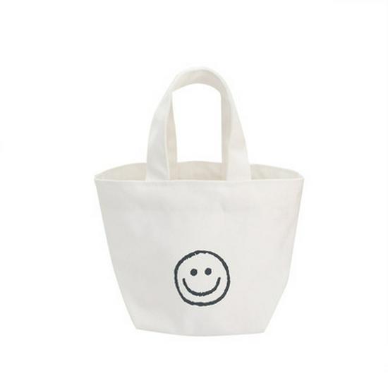 INS Style Canvas Bag - Smiling Face Student Tote with Custom Logo