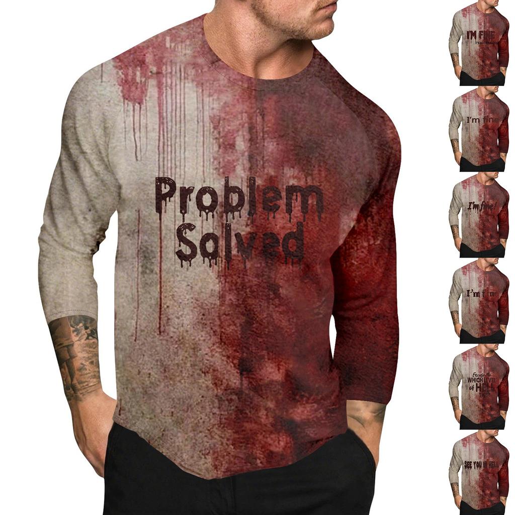 Halloween Print Raglan Sleeve Men's Long Sleeve Top