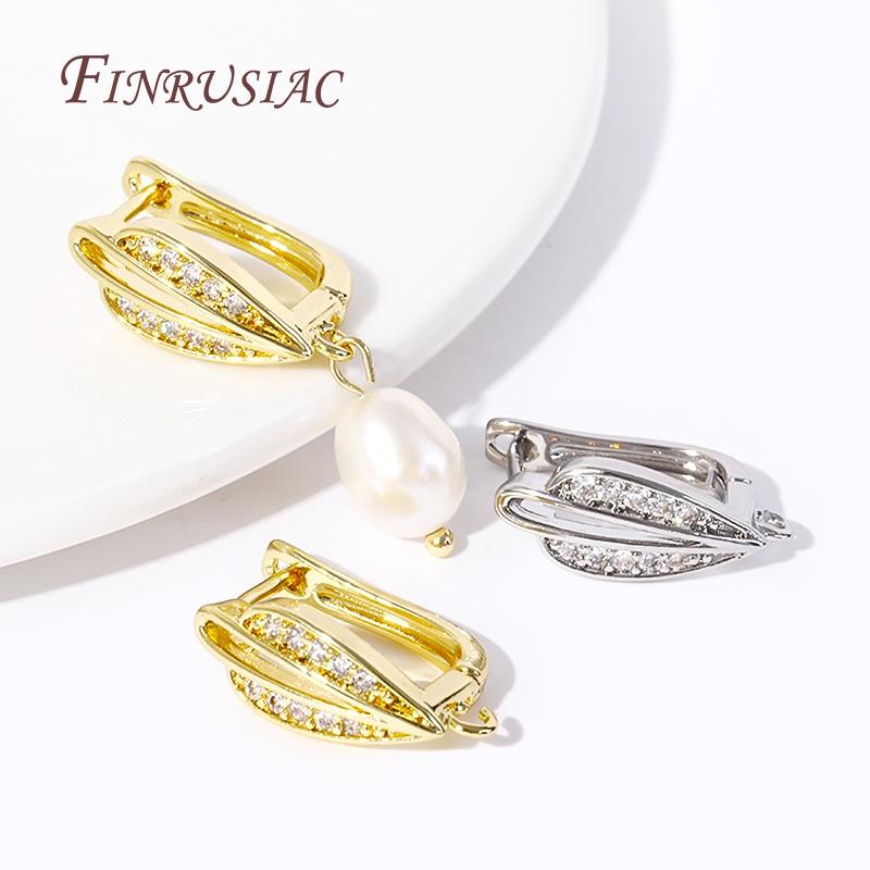 DIY Women's Earring Making Supplies 18K Gold Plated Creative Inlaid Zircon Earwire Fasteners Earring Hooks Accessories