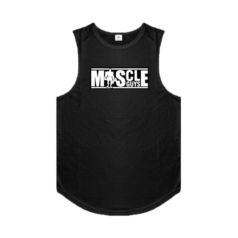 Мужская летняя майка Muscleguys, удобные жилеты для бодибилдинга, простая и дышащая футболка без рукавов, майка для тренажерного зала и фитнеса M чёрный