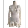 Women‘s Lace Evening Dress - Deep V Neck Bodycon Long Sleeve Dress with Ruffle Hem