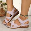 New Plus Size Casual Peep Toe Sandals Gladiator Style Wedge Platform Sandals with Velcro for Outdoor Wear