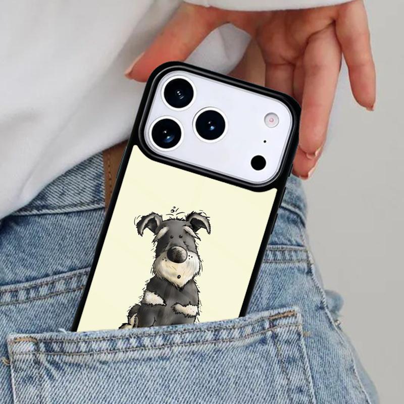 Cartoon Schnauzer Dog Phone Case for iPhone 16e 15 14 13 12 17 Pro Max Plus Air 17pro Cover Coque