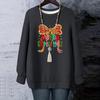 Ladies' Christmas Printed Round Neck Long Sleeved T-shirt Sweatshirt Top