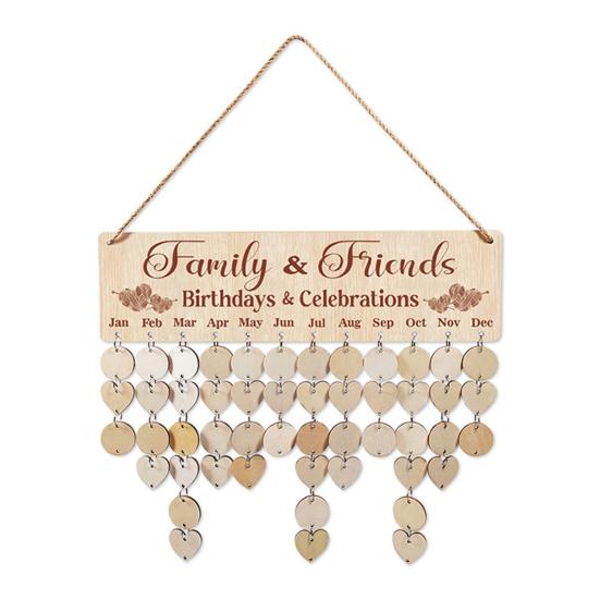 

Wooden Family Birthday Reminder Calendar Board Wall Hanging DIY Birthday Tracker Plaque with 50 Tags Gift for Mom G