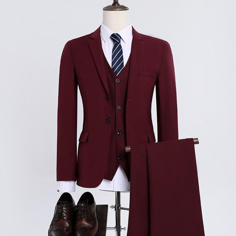 Мужской однотонный костюм-двойка - Модный повседневный красивый деловой костюм, жилет и брюки 6XL