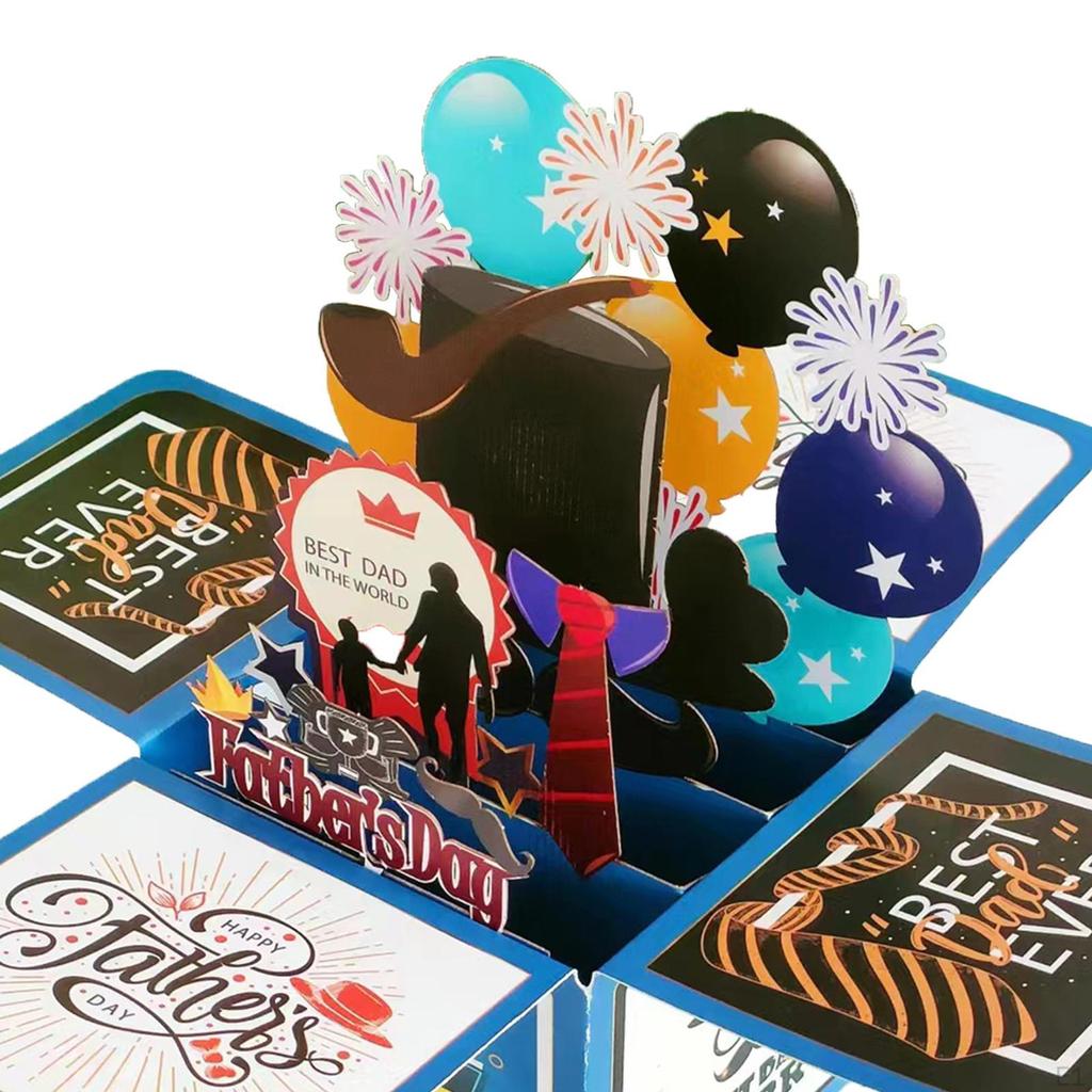 Father's Day Popup Card Gift Boxed Novelty Decor Greeting for Birthdays Celebrations Gifts