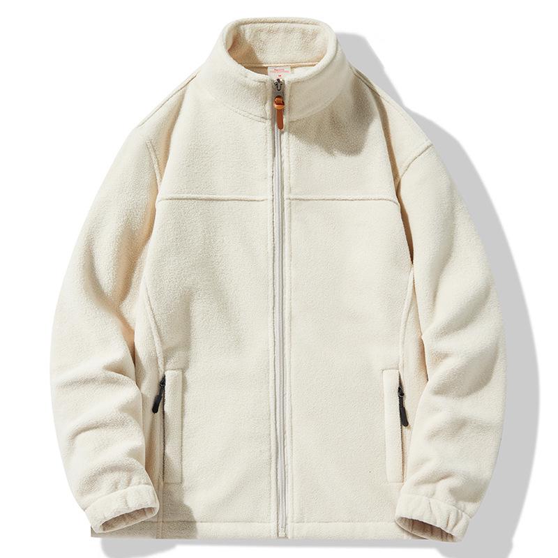 Men's Plus Size Versatile Winter Fleece Jacket with Stand-Up Collar and Windproof Design