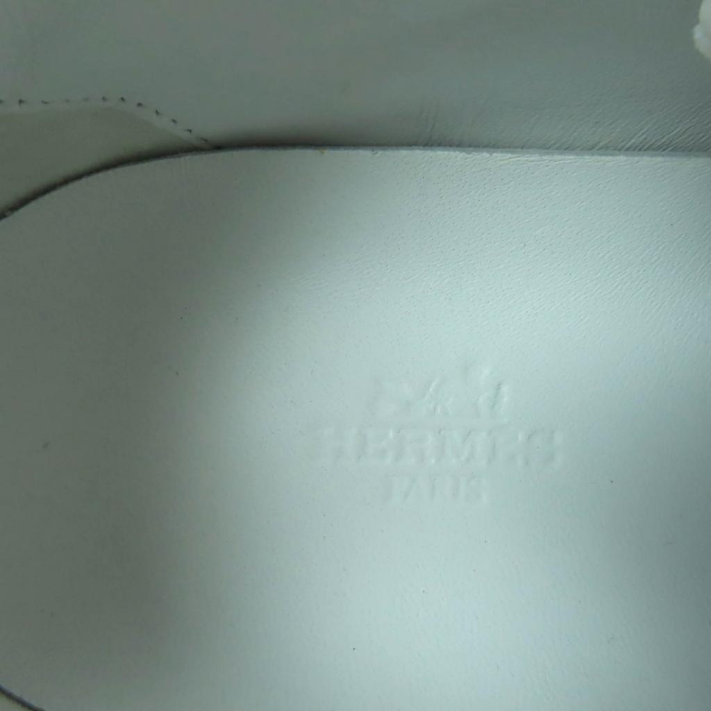 Great HERMES Sneakers Get Logo Design Lace-up White Leather Women 35.5 Used