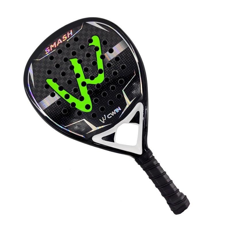 Professional Padel Racket Adults Carbon Fiber Frame Hard Stiffness Lightweight Training Racquet Blue Green Yellow