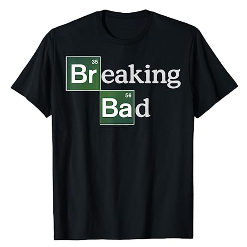 Breaking Bad Periodic Square T-Shirt I Am The One Who Knocks Blue Hue Portrait Tee Funny Heisenberg Desert Horizon Outline Tops