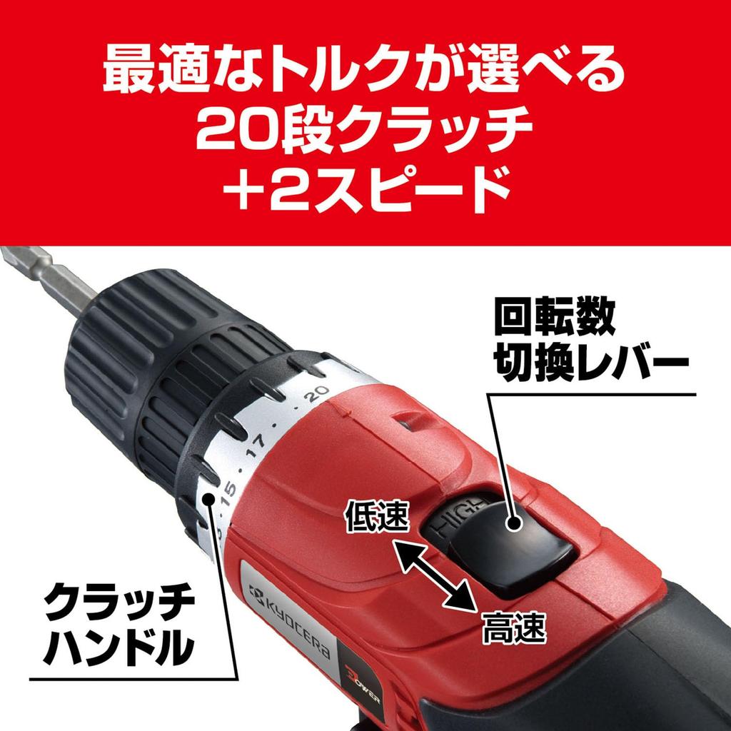Kyocera Cordless Driver 12V 647555A Clutch and for Torque and Speed NiCd Maximum Drilling 12mm for Iron and 25mm for Screwing X 32mm for Wood Keyless